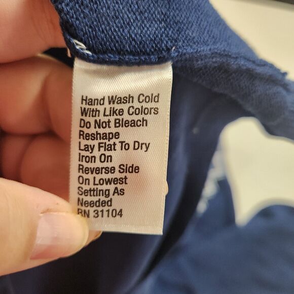 Kim Rogers Women's M Blue 3/4 Sleeve Belted Cardigan Sweater 2-fer Look RETRO - Picture 11 of 11